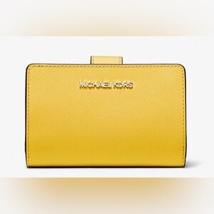Michael Kors Yellow Medium Crossgrain Leather Wallet